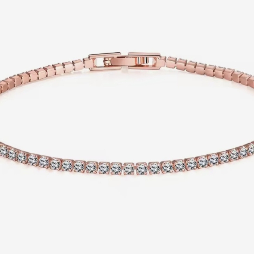 🩷💛NEW🩷💛 PRETTY!! 2MM Dainty CZ Tennis Bracelet In ROSE GOLD Plating